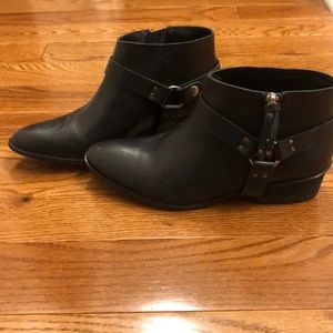 Black leather moto booties size 8
